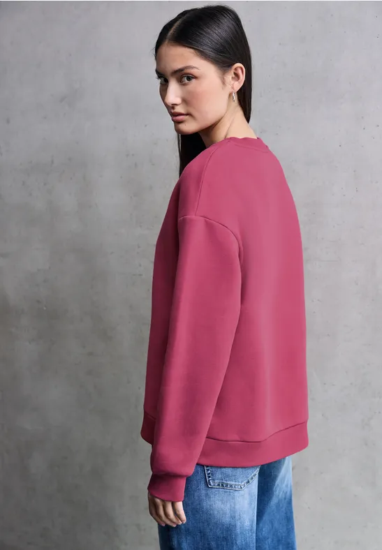 Loose Fit Print Pullover dark candy pink
