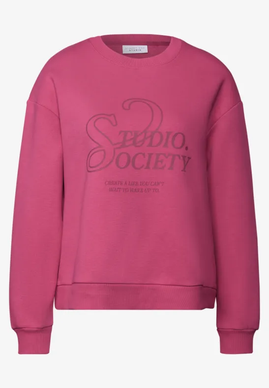 Loose Fit Print Pullover dark candy pink