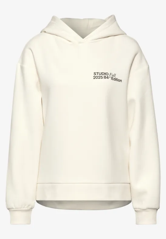 Hoodie Loose Fit avec motif artistique soft beige