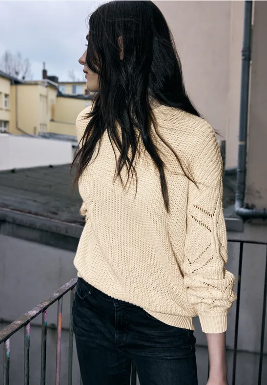 Sweter Pointelle soft beige