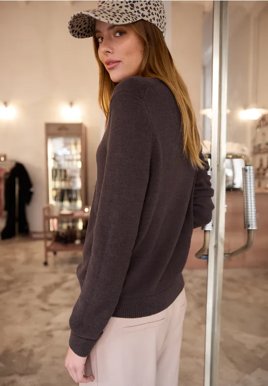 Pullover in Unifarbe plummy brown