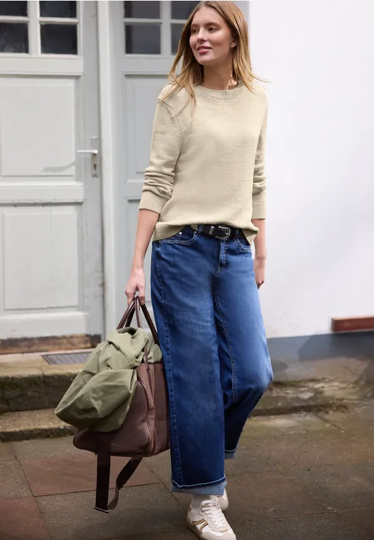 Pullover in Unifarbe stone sand