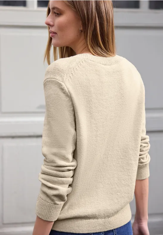 Pullover in Unifarbe stone sand