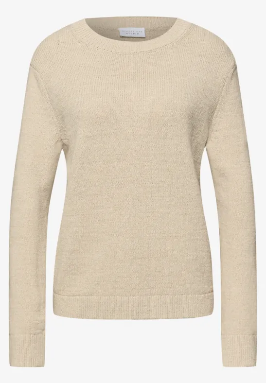 Pullover in Unifarbe stone sand