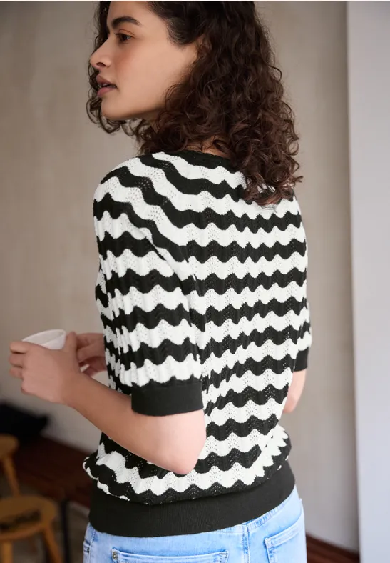 Gemusterter Pullover Black