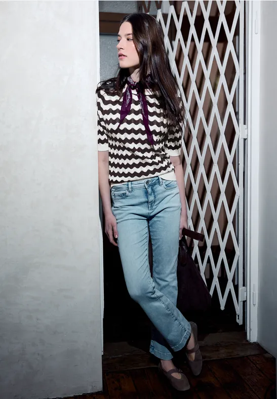 Gemusterter Pullover off white