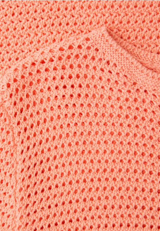 Pullover mit Lochmuster soft tangurine