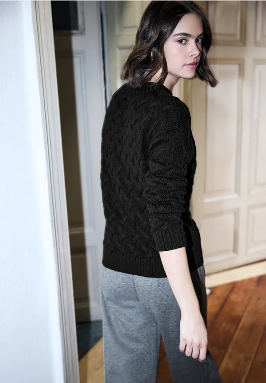Jumper met kabelpatroon Black