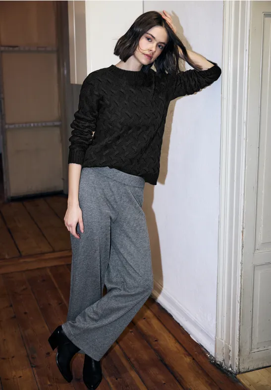 Jumper met kabelpatroon Black