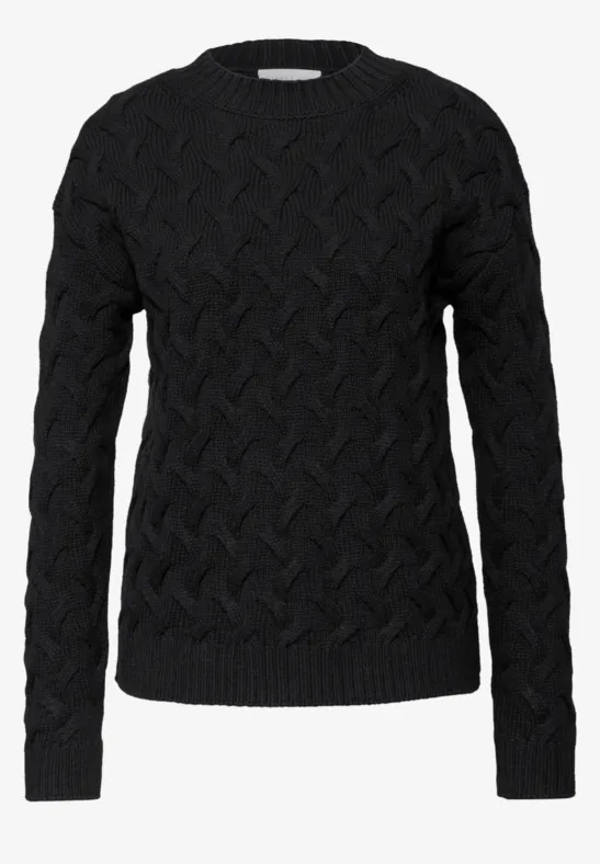 Jumper met kabelpatroon Black