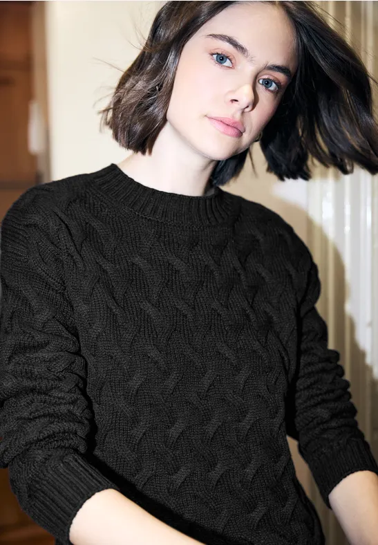 Jumper met kabelpatroon Black