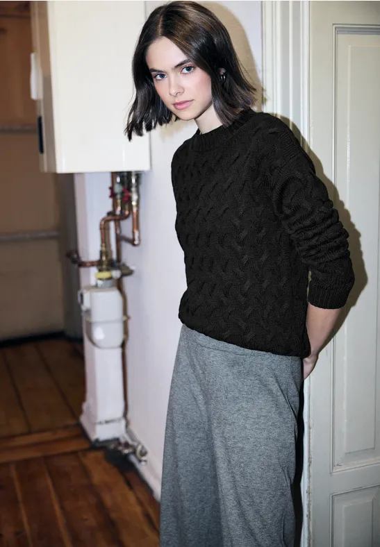 Jumper met kabelpatroon Black