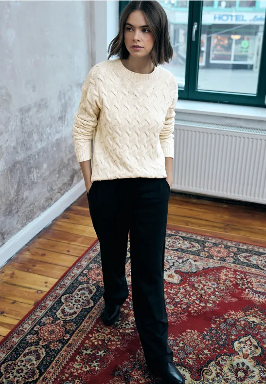 Jumper met kabelpatroon soft beige