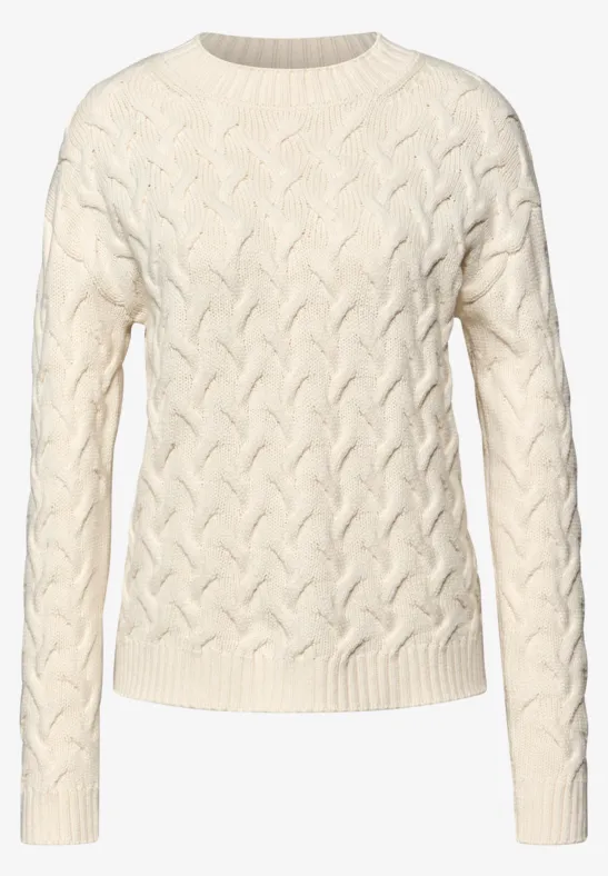 Jumper met kabelpatroon soft beige