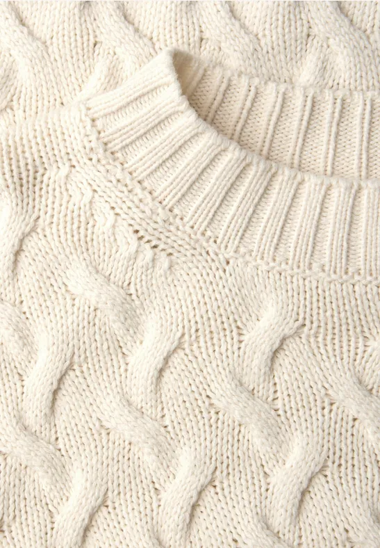 Jumper met kabelpatroon soft beige