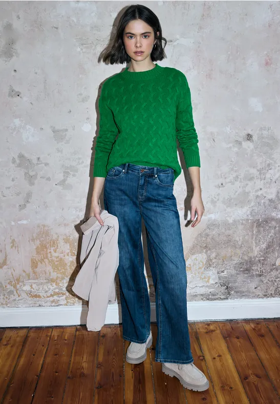 Jumper met kabelpatroon bold green