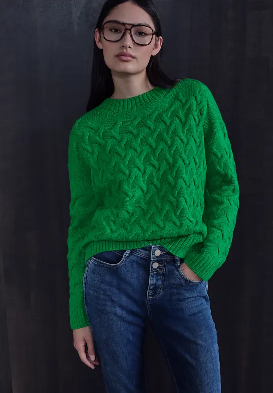 Jumper met kabelpatroon bold green