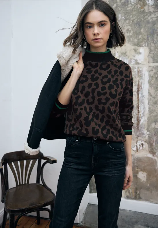 Leo Jacquard Pullover java brown