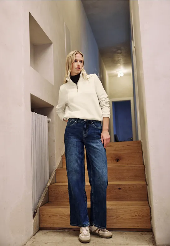 Sweatshirt mit Zipper soft beige