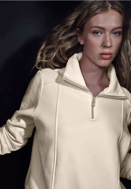 Sweatshirt mit Zipper soft beige