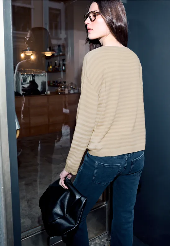 Pull à rayures stone sand