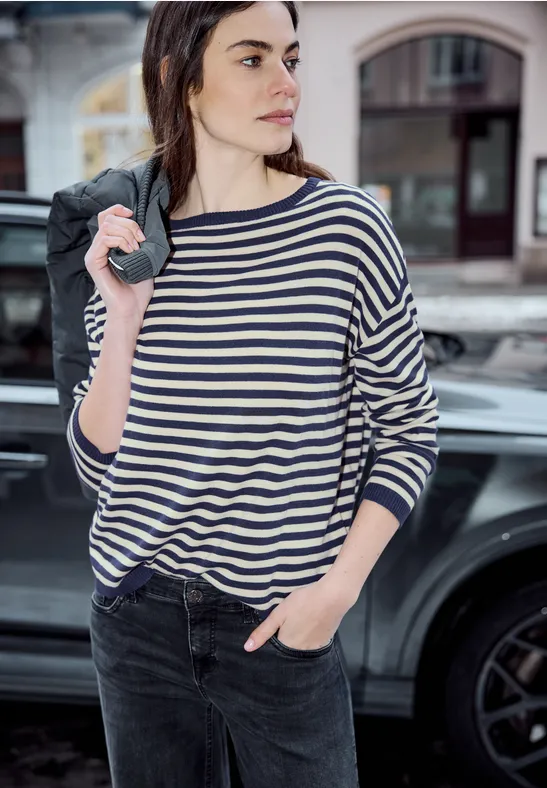 Gestreifter Pullover moonlit indigo