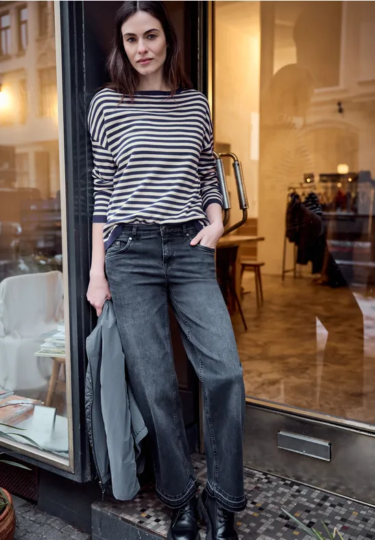 Gestreifter Pullover moonlit indigo