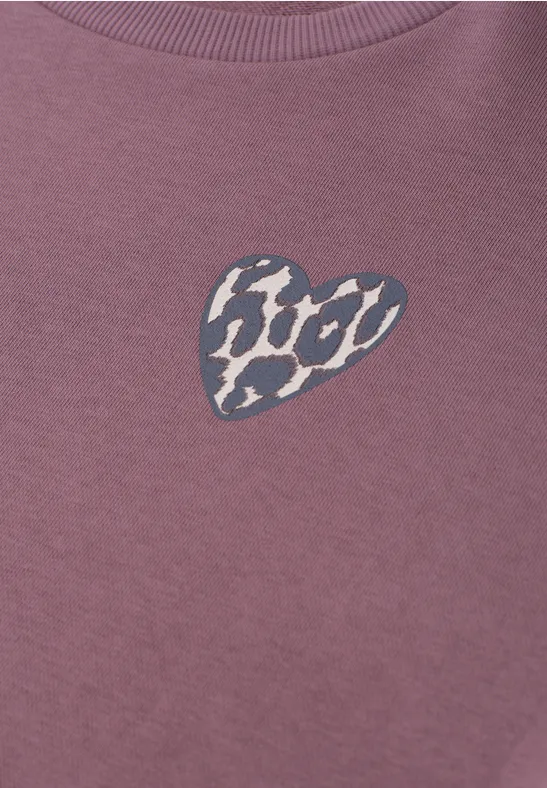 Cosy sweatshirt met leo hartje hazy rose