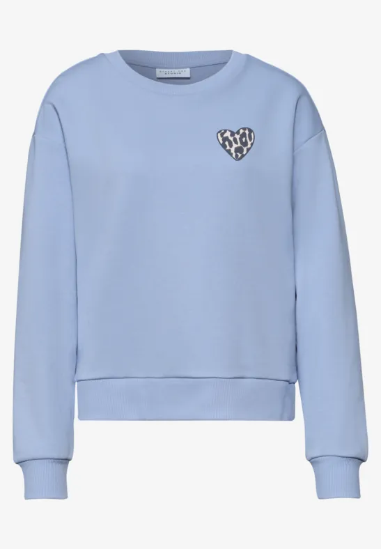 Cosy sweatshirt met leo hartje sky lavender blue