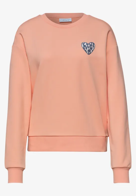 Sweat-shirt cosy avec cœur léopard soft tangurine