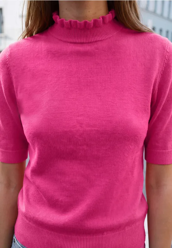 Pull à manches courtes et col roulé ruby raspberry