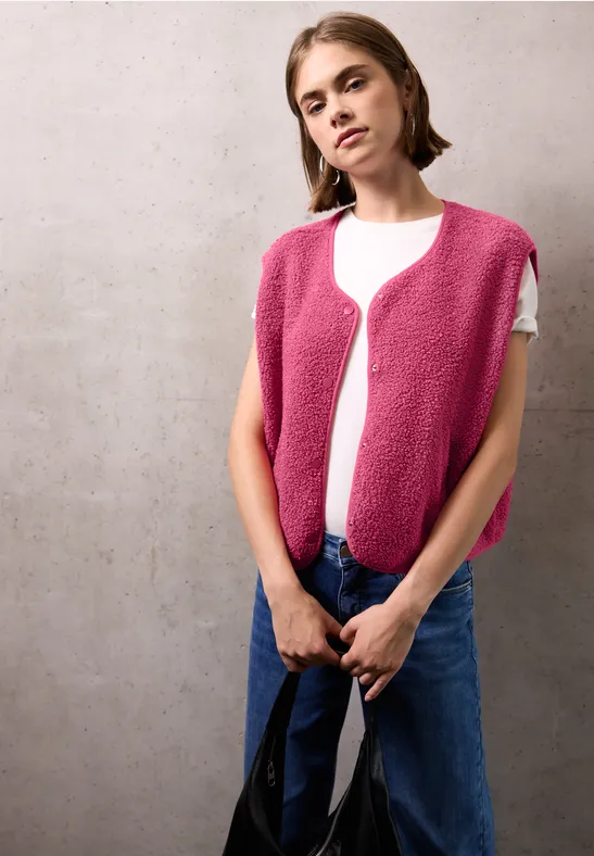 Wolloptik-Weste dark candy pink