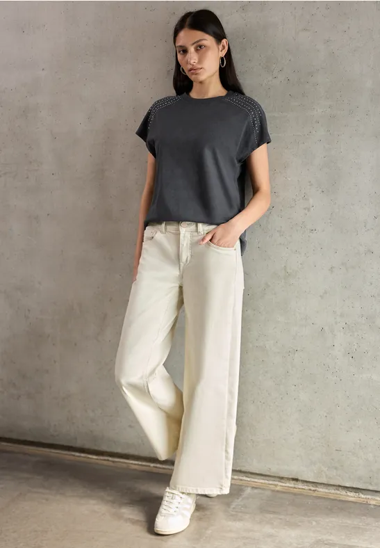 Shirt mit Schmucksteinen dusted grey