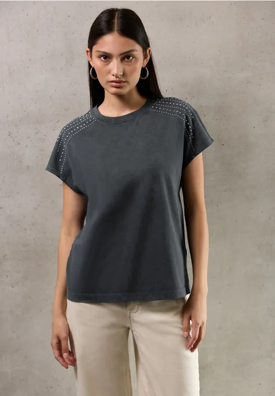 Shirt mit Schmucksteinen dusted grey