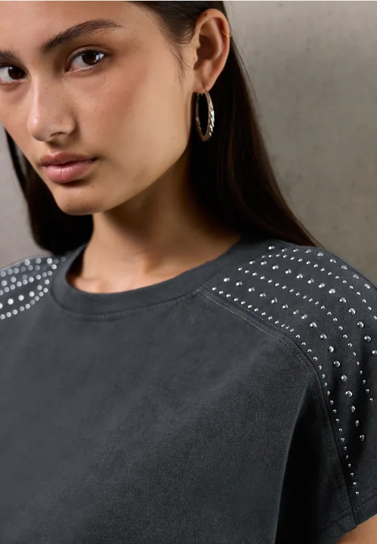 Shirt mit Schmucksteinen dusted grey