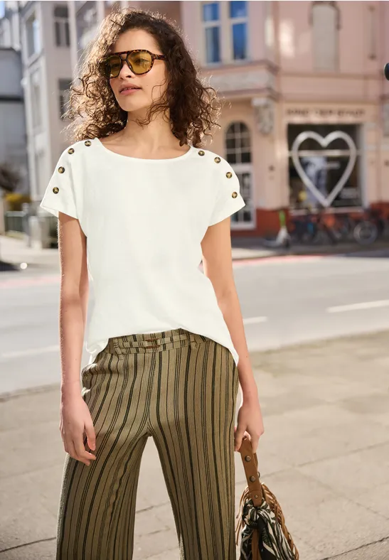 Dropped Shoulder Shirt mit Knopfdetail off white