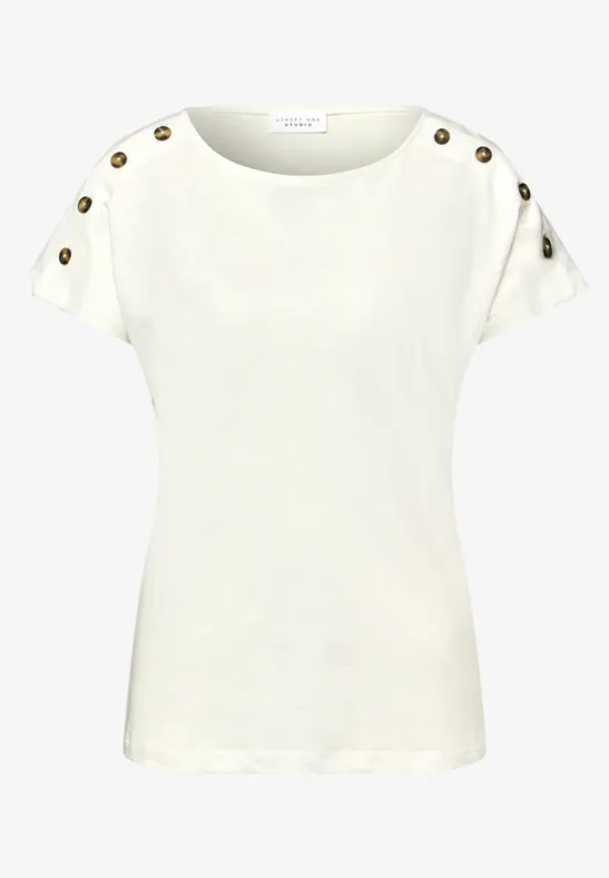 Dropped Shoulder Shirt mit Knopfdetail off white