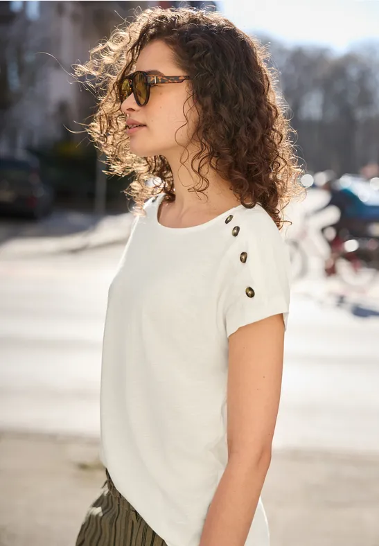 Dropped Shoulder Shirt mit Knopfdetail off white