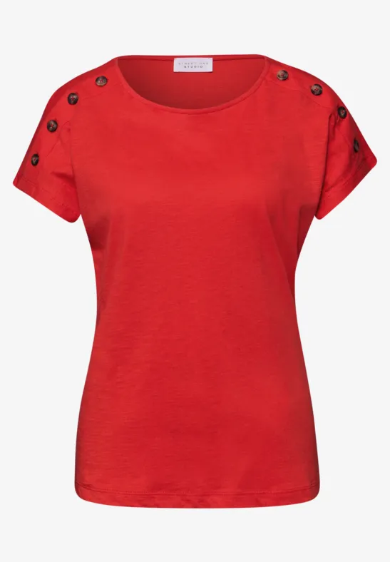 Chemise dropped shoulder avec détail de boutons chili red