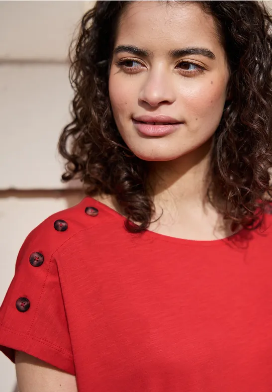 Chemise dropped shoulder avec détail de boutons chili red