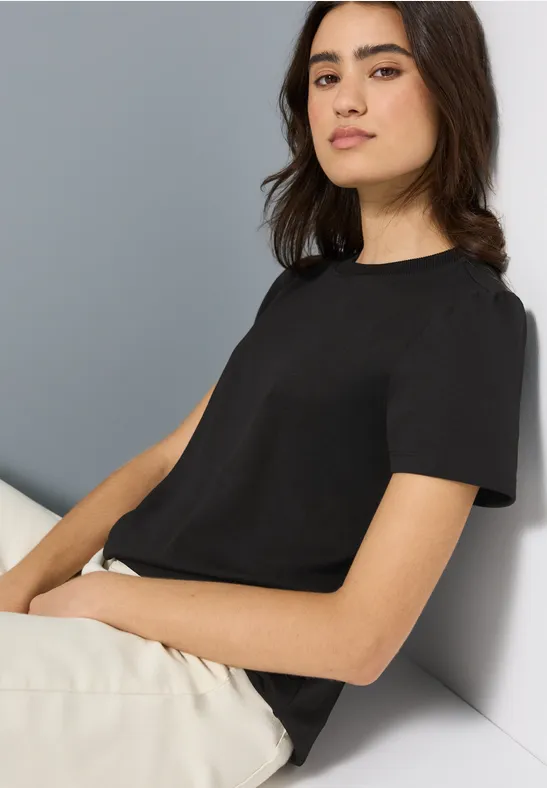 T-Shirt mit Puffärmeln Black