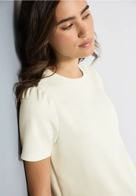 T-Shirt mit Puffärmeln off white