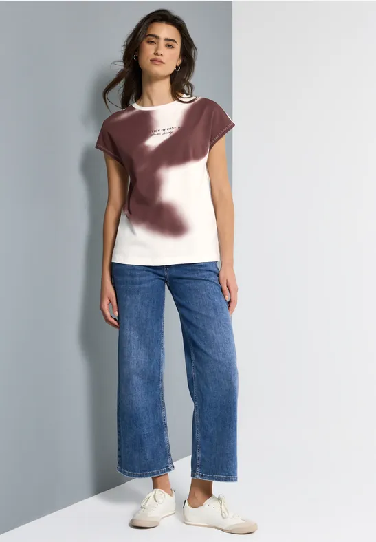 Shirt mit Print und Wording fudge red