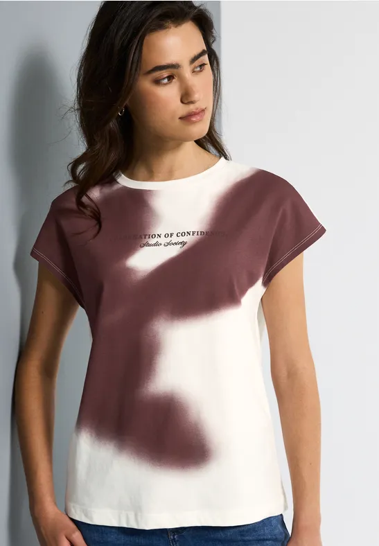 Shirt mit Print und Wording fudge red