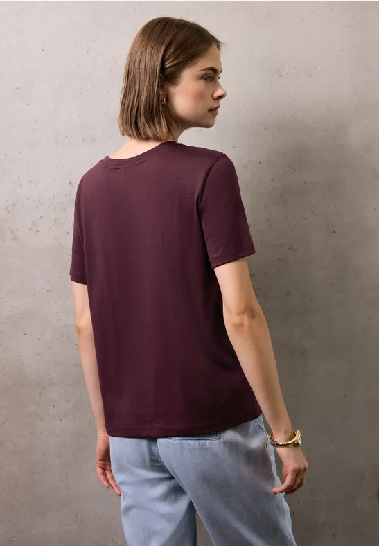 T-Shirt mit Wording dark plum red
