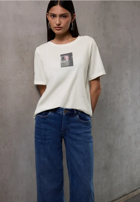 T-shirt avec photo imprimée off white