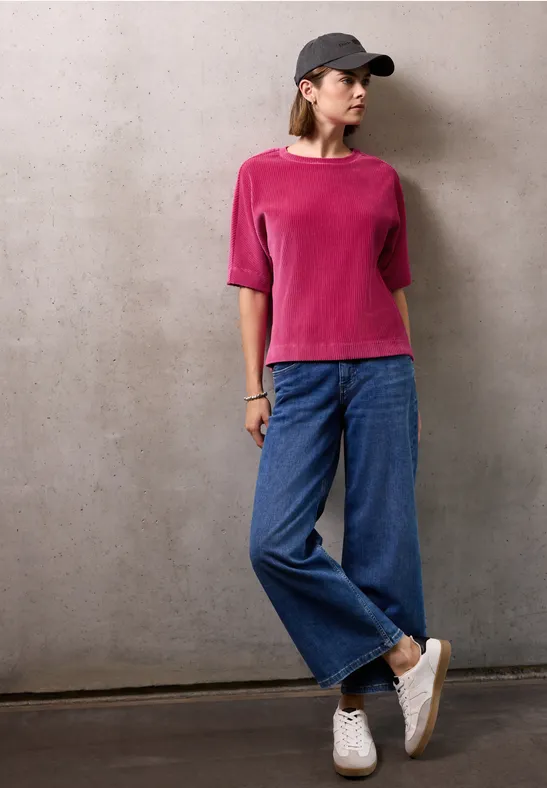 Cord T-Shirt dark candy pink