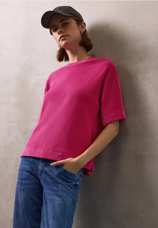 Cord T-Shirt dark candy pink