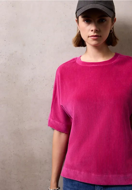Cord T-Shirt dark candy pink