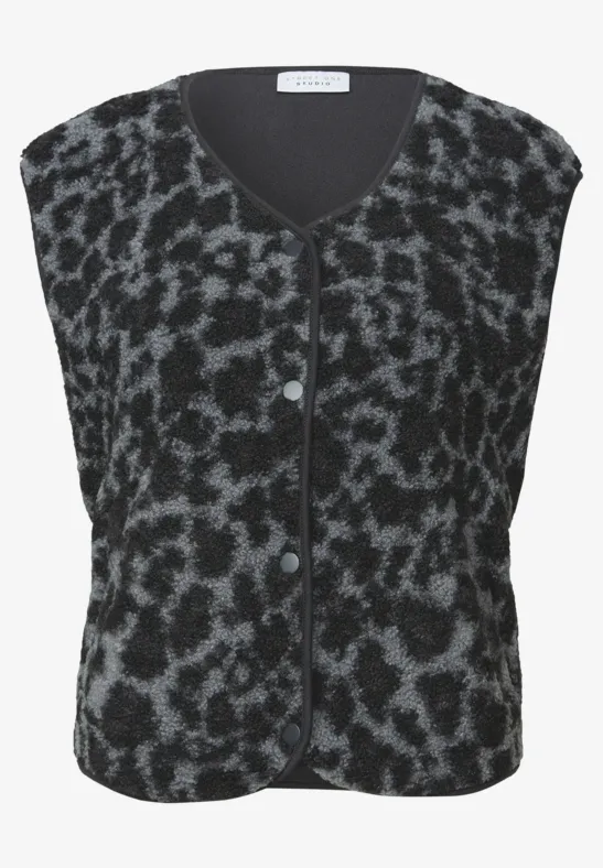 Teddy Weste mit Leo Muster industrial grey